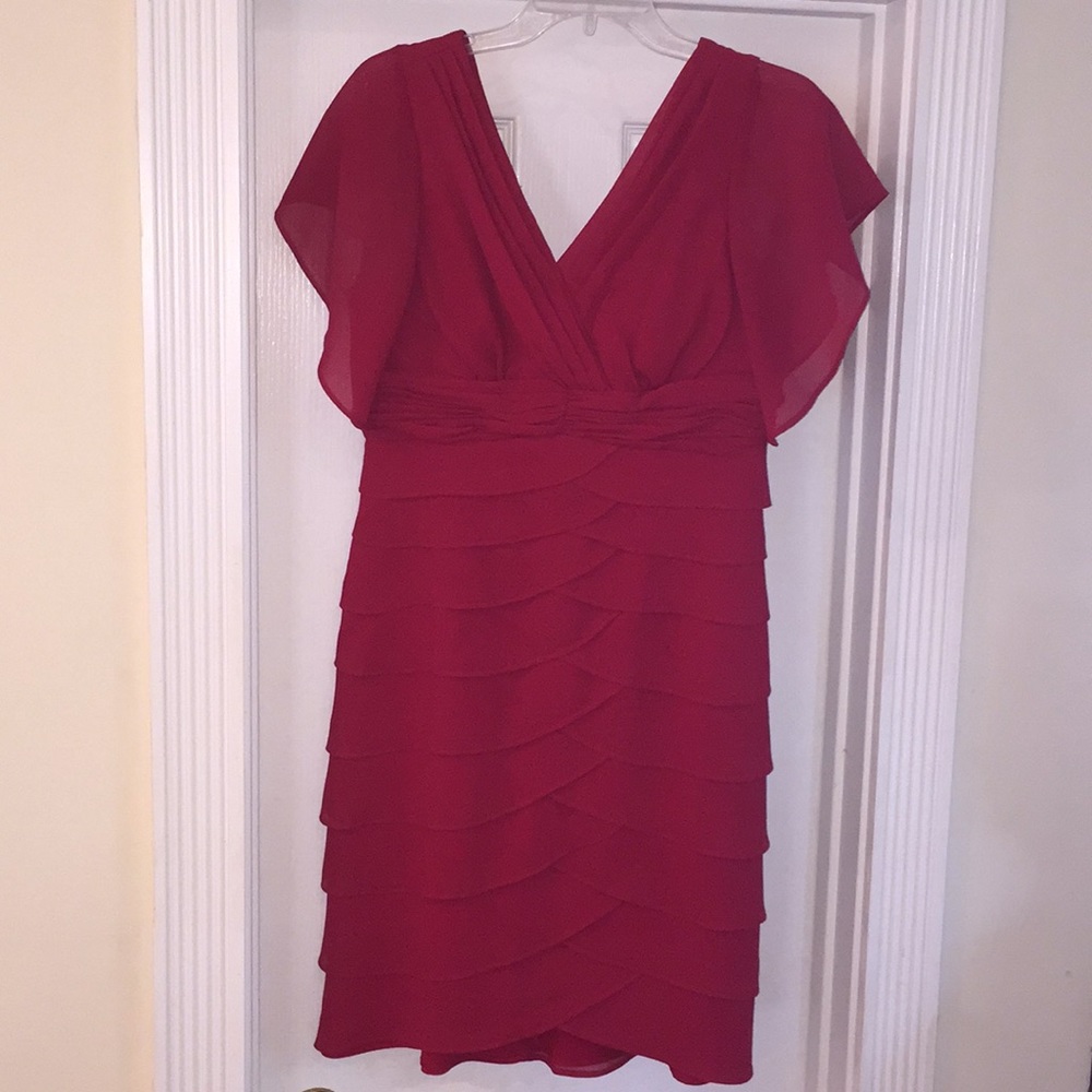 Red crepe cocktail dress